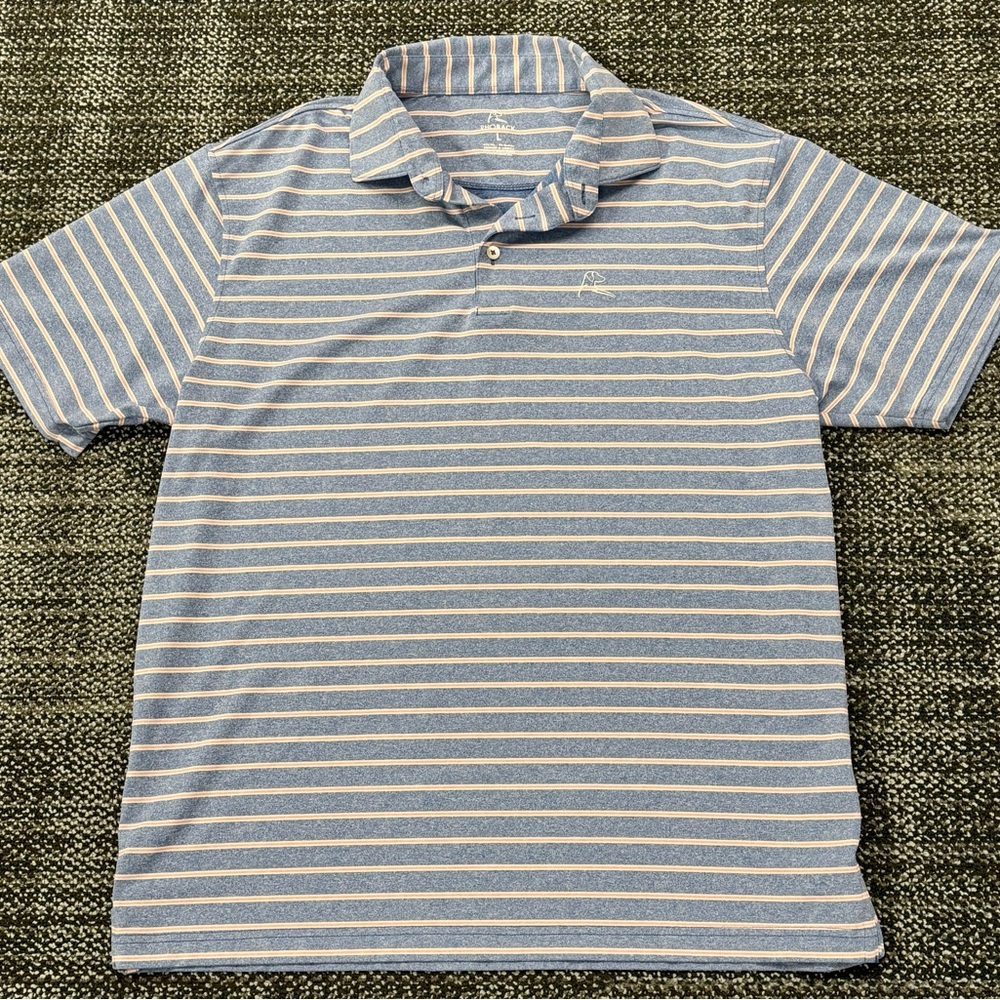 Blue and Pink Striped Polo Shirt